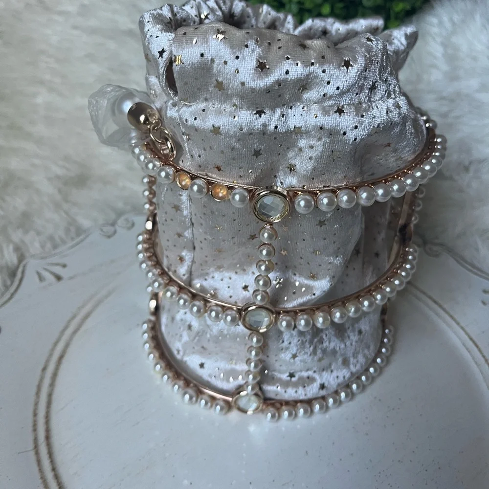 BOGO Elegant Pearl-Embellished gold tone basket or Bag - Picture 6 of 12